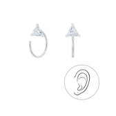 Joy|S - Zilveren driehoek ear huggers oorbellen - zirkonia