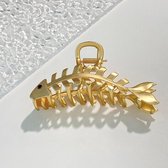 Unieke design visgraat grote gouden haarclip-goud