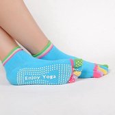 Winkrs - Yoga sokken met antislip - Blauw met gekleurde tenen - Maat 36 tot 40