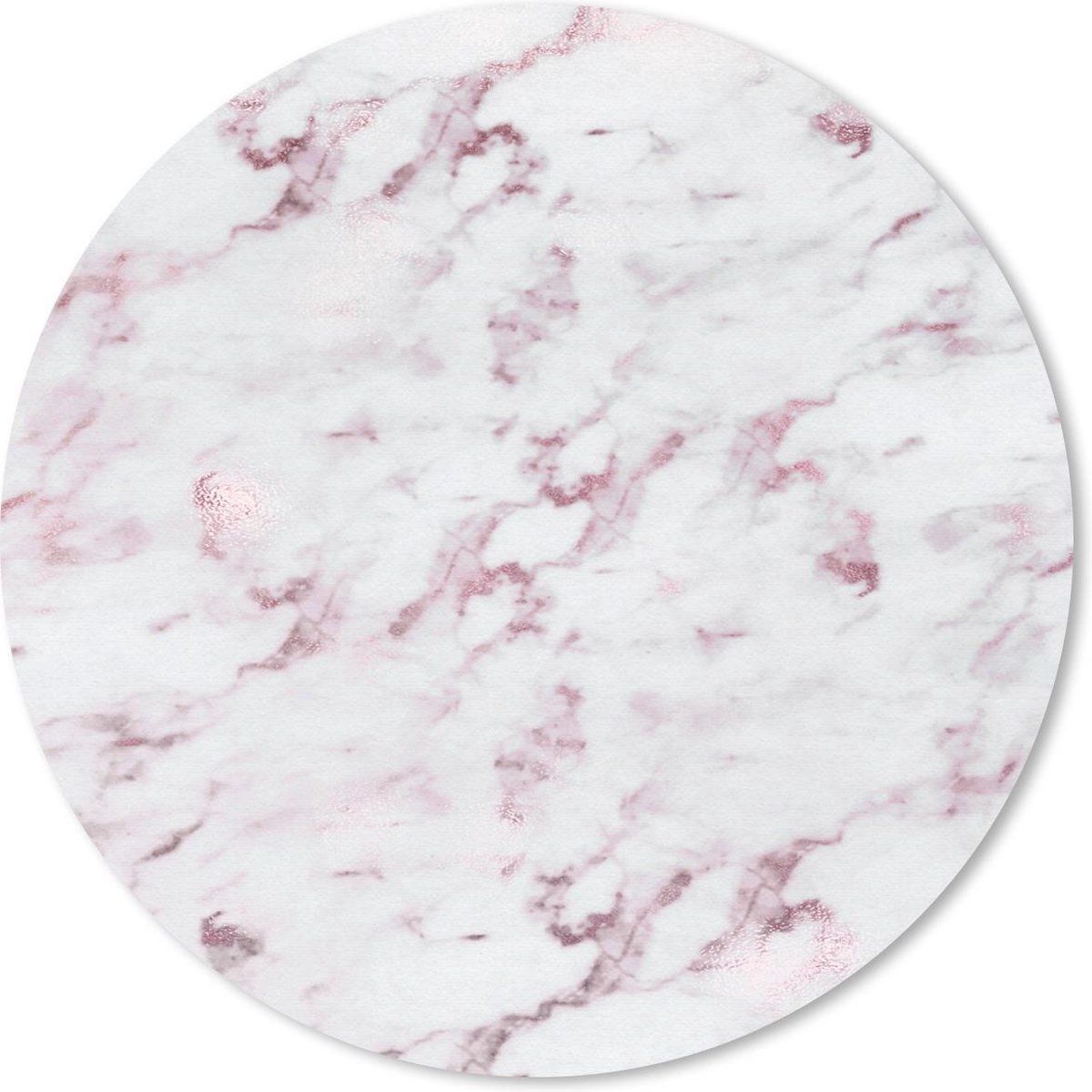 Muismat rond 50x50 cm - Mousepad Marmer - Wit - Roze - Ronde muismatten
