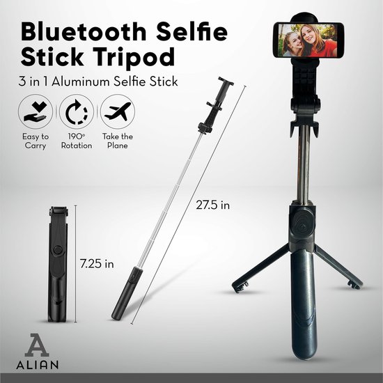 Selfie Stick Tripod voor Smartphone Telefoon Statief Incl Bluetooth