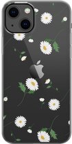 Apple iPhone 13 Telefoonhoesje - Transparant Siliconenhoesje - Flexibel - Met Bloemenprint - Madeliefjes