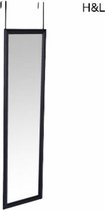 H&L deurspiegel - zwart - deurhanger spiegel - inclusief haken - 30 x 120 cm