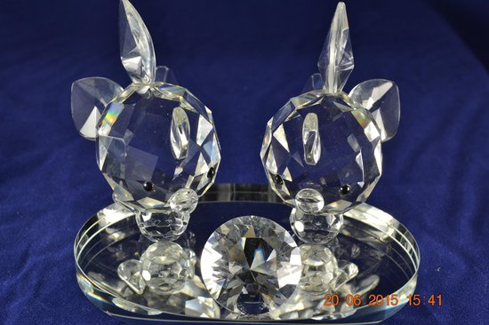 2 poissons cristal avec diamant