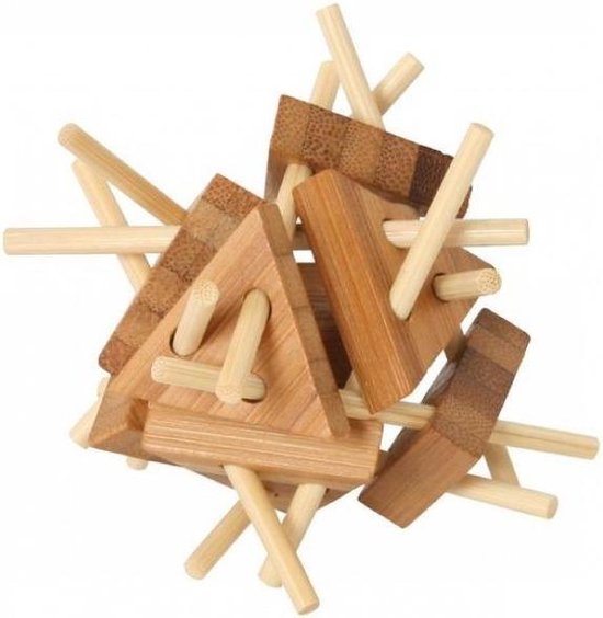 Thumbnail van een extra afbeelding van het spel 3D Bamboe Puzzel Driehoek - Breinbreker