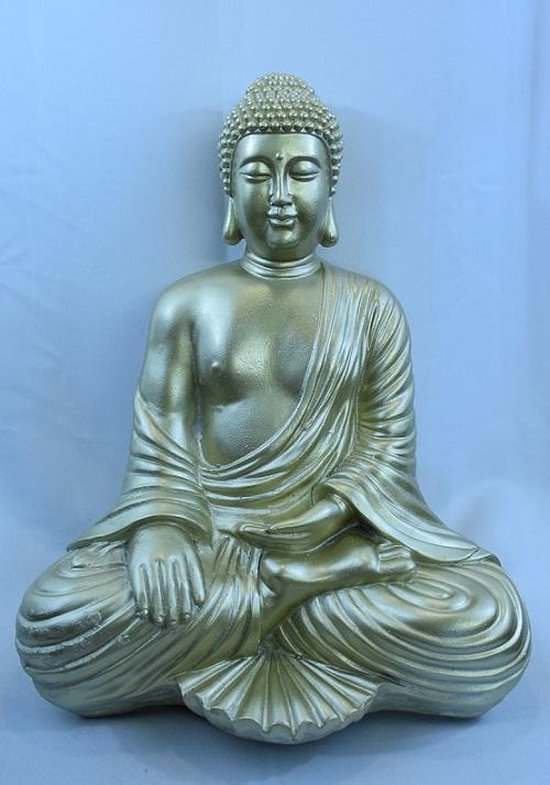 ZoeZo Design - steen - gouden Boeddha - Thailand - Aziatisch - voor binnen gebruik - 43 x 33 x 23 cm