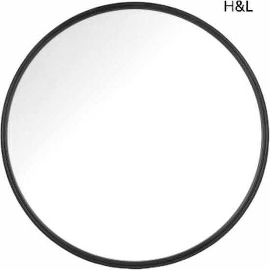 H&L spiegel - rond - ⌀50 cm - zwart - muurspiegel - woonkamer - hal - slaapkamer - muurdecoratie