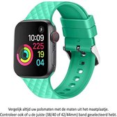 Groen Siliconen sporthorloge Band geschikt voor Apple Watch 1, 2, 3, 4, 5, 6, 7, 8, SE & Nike+, 38mm & 40mm "Vrouwenbreedte" Series – Maat: zie maatfoto - Soepel hoogwaardig siliconen - 38 mm en 40 mm