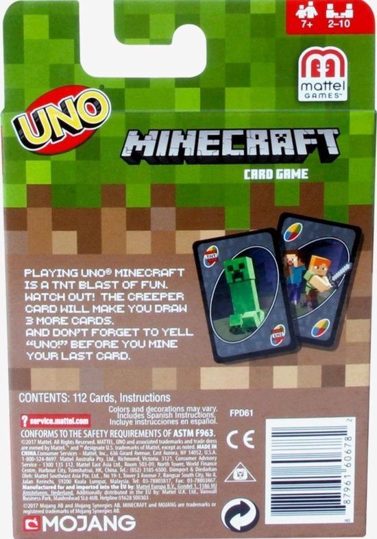 Thumbnail van een extra afbeelding van het spel Minecraft Mattel Games UNO Minecraft/ Kaartspel