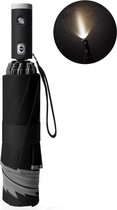 Opvouwbare Paraplu met Lichtfunctie– Regen en Zon – Reflecterend – Met LED Zaklamp – 105 CM – Zakelijke Luxe – Ideaal voor Donkere Wegen – Automatisch – 10 Ribben