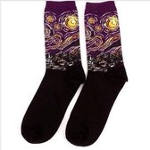 Winkrs - Kunst sokken - van Gogh - Sterrenwacht - Paars - maat 39-43