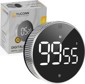 YUCONN Digitale Kookwekker - Keukenwekker - Timer en Stopwatch - Magnetisch - Eierwekker - LED Display - Met Draaiknop - Grijs