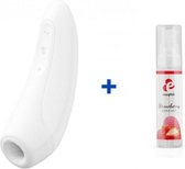 Satisfyer Curvy 1+ - Wit - Luchtdruk Vibrator + EasyGlide Waterbasis Glijmiddel met Aardbeismaak - 30ml