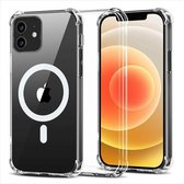 TrendyGoodz iPhone 12 Pro Maxhoesje met Screenprotector - Transparant - magnetische ring - iPhone 12 Shock Proof - iPhone Case - Telefoon bescherming