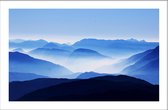 Walljar - Blue mountain - Muurdecoratie - Poster met lijst