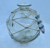 glazen bol vaas, decoratieve fles, nautisch, Boho/Ibiza Ø 19 cm