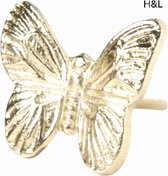 H&L deurknop - vlinder - meubelknop - goud - 5 x 5 cm - woonaccessoires - woondecoratie