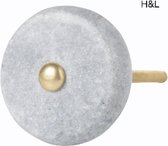 H&L deurknop - marmer - meubelknop - grijs - goud - rond - 4 cm - woonaccessoires - woondecoratie