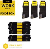 Work Werksokken - 15 paar - FOX4SOX werksokken - Zwart - Maat 39 - 42