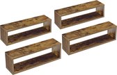 Wandplank - Set van 4 stuks - Spaanplaat - Afmeting (LxBxH) 59 x 14,5 x 17 cm - Kleur hout kleurig