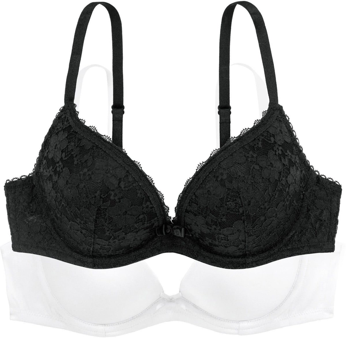 Dorina 2-Pack Push up / Plunge BH's - Sonia - Goedkope T-shirt kanten Bh's - 3/4 Cup - 80D