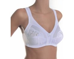 Sassa Mode soft Bh zonder beugel - 12906 - Brede bandjes - Grote maten - Wit - beige - 115D