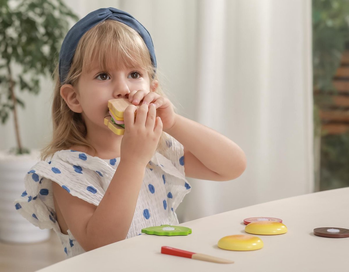 New Classic Toys Viga Toys - Speelgoedeten en -drinken - Sandwich en Hamburget Set — afbeelding 4