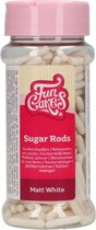 FunCakes Suikerstaafjes - Metallic Sugar Rods - Mat Wit - 70g - Eetbare Taartdecoratie
