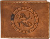 Greenburry - Vintage Lederen Heren Portefeuille Met Vissen Sterrenbeeld