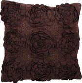 Hoyz | Kussen Roses Beads Bruin | 45 X 45 | Sierkussen Voor Woonkamer Of Slaapkamer