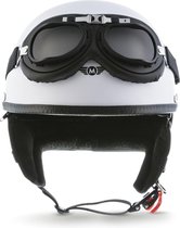 MOTO D23 braincap, Mat Wit, halve helm, pothelm voor scooter en motor, L, hoofdomtrek 59-60cm
