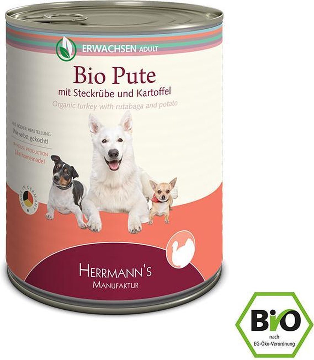 Herrmann’s Herrmann's Bio Adult hond Kalkoen met pastinaak 800 gr. - per 6 stuks