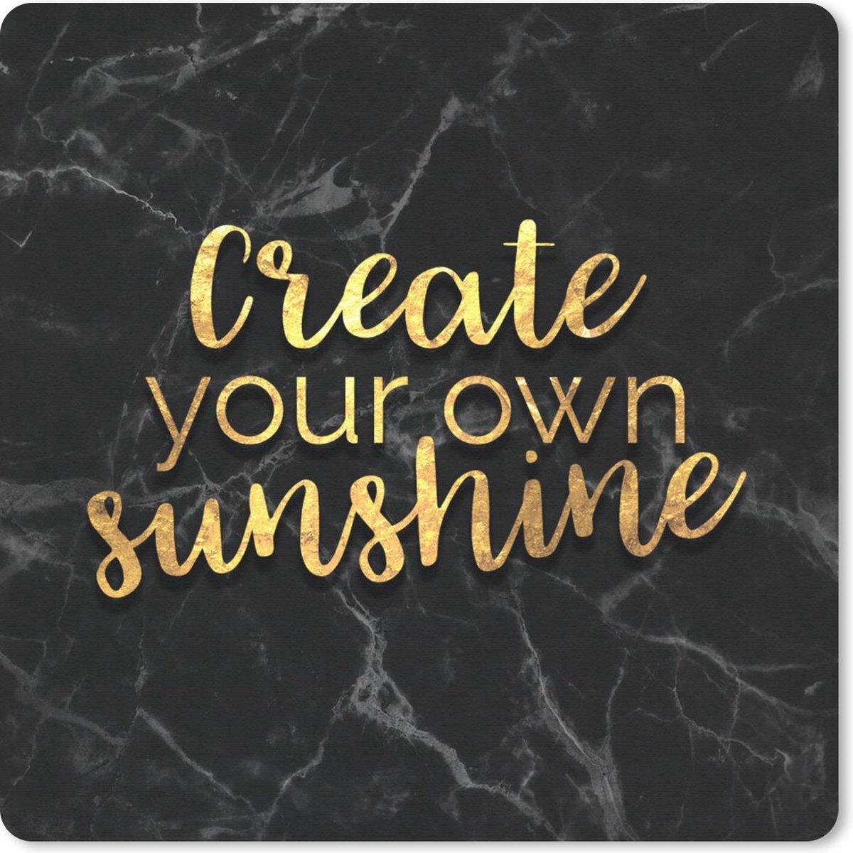 Muismat 20x20 cm - Mousepad Quotes - Zon - Goud - Marmer print - Muismatten