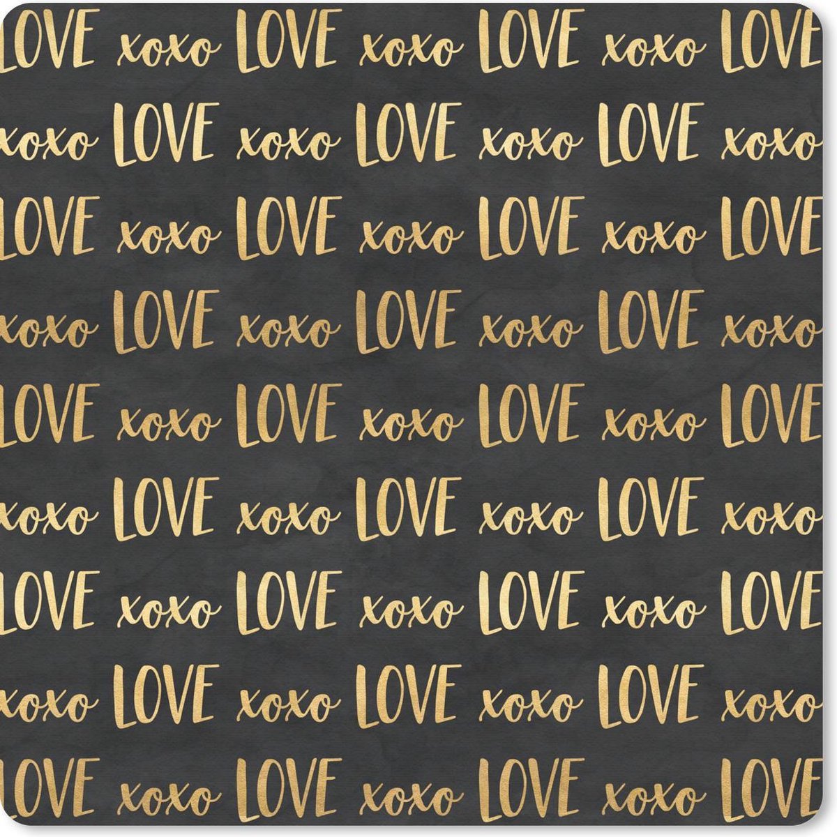 Muismat 20x20 cm - Mousepad Patronen - Love - Goud - Zwart - Muismatten