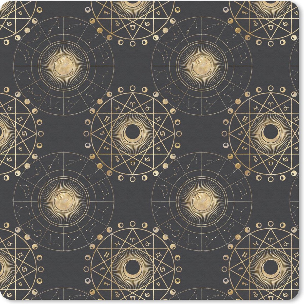 Muismat 20x20 cm - Mousepad Patronen - Spiritueel - Goud - Muismatten