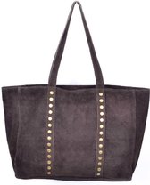 Suede Shopper Maxi met Studs - Donkerbruin