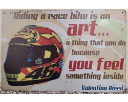Valentino Rossi Moto GP Reclamebord van metaal METALEN-WANDBORD - MUURPLAAT - VINTAGE - RETRO - HORECA- BORD-WANDDECORATIE -TEKSTBORD - DECORATIEBORD - RECLAMEPLAAT - WANDPLAAT - NOSTALGIE -CAFE- BAR -MANCAVE- KROEG- MAN CAVE