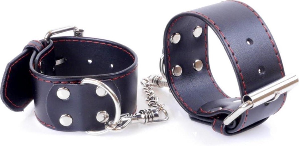 Goedkoopste Bossoftoys - Handcuffs - Handboeien - met Studs - Wristcuffs - 4 Cm - Red Line - 33-00115