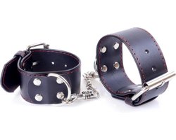 Bossoftoys - Handcuffs - Handboeien  - met Studs - Wristcuffs - 4 Cm - Red Line - 33-00115