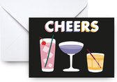 Cheers - Wenskaart met envelop cocktails - Gelegenheid vieren - Verjaardags/ feest kaart - Proost - Postcard/Card - A6 Print met envelop