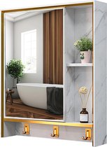 Lioretti® Spiegelkast | Badkamer Spiegel | Met Haken | Opbergkast Badkamer | Goud