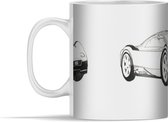 Mok - Zwart-wit illustratie van een Audi raceauto uit 1950 - 350 ml - Beker