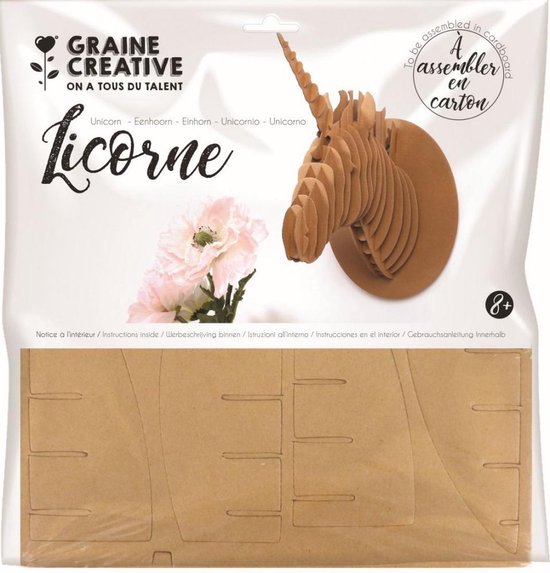 Graine Créative - Maquette karton groot - 26cm x 20cm x 4cm - Eenhoorn | bol.com