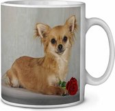 Chihuahua met rode roos Koffie-thee mok