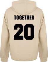 TOGETHER SINCE couple hoodies beige (TOGETHER - maat L) | Gepersonaliseerd met datum | Matching hoodies | Koppel hoodies