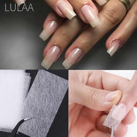 Fiberglass nails - Set van 20 fiber wraps en 15 ml gel Nail extension - Glasvezel | bol.com