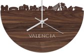 Skyline Klok Valencia Notenhout - Ø 40 cm - Woondecoratie - Wand decoratie woonkamer - WoodWideCities