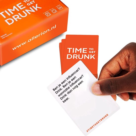 Thumbnail van een extra afbeelding van het spel Allerion - Time To Get Drunk - Drankspel - Kaartspel - 450 Verschillende kaarten - Inclusief Opbergdoos