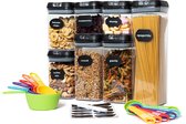 Fruits & Vikings Voorraadpotten met Deksel | 7-delige Set voor Snoep / Koffie / Pasta | BPA-vrije Plastic | Zwart