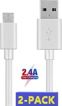 2x Micro USB Kabel - Premium Kabel - Snellaadkabel - 2.4A - 2M - Geschikt voor Samsung - PS4 - Micro-USB - Extra Sterk